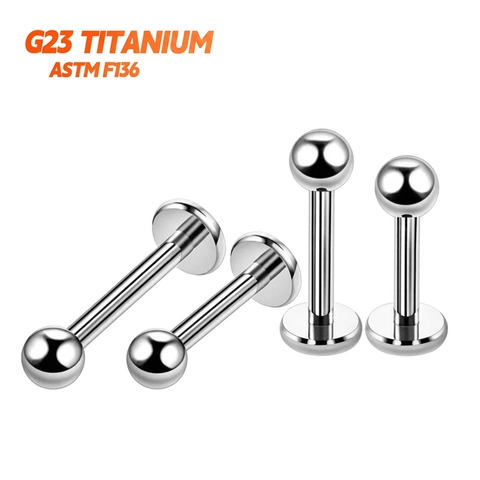 Labret Stud Lip Ring G23 Titanium ASTM F136 Flat Back Piercing Jewelry With Ball And Spike Top Unisex