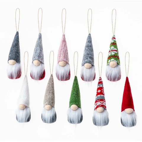 Adornos Gnomo Navidad Fieltro Punto Barba Piel Sintética Sin Rostro Tomte Escandinavo Decoraciones Colgantes Árbol