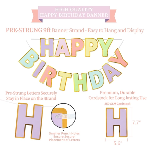 Gelukkige Verjaardag Banner Decoraties Papier Honingraat Ballen Slingers En Cirkel Stip Guirlande Macaron Kleurrijke Feest Decor