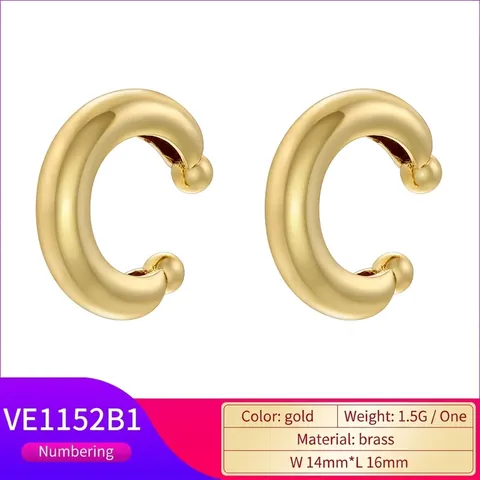 Ear Cuff A Forma Di C Ottone Orecchini Senza Buco Torsione Perline Metallo Liscio Gioielli Moda Donna