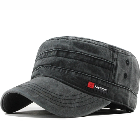 Cappello Cadet In Cotone Lavato Cappello Militare Vintage A Cima Piatta Regolabile Berretto Protezione Solare
