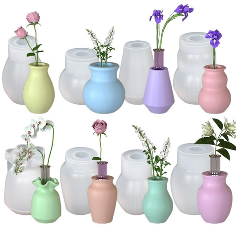 Silicone Flower Vase Mold Aromatherapy Candlestick Resin Casting DIY Plaster Ornament Handmade Home Decor