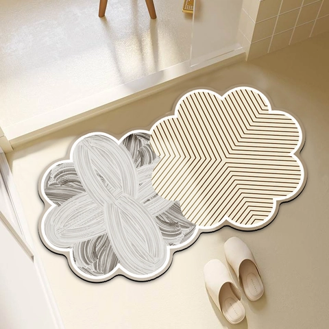 Tappetino Da Bagno In Fango Di Diatomee Forma Di Fiore Irregolare Assorbente Asciugatura Rapida Antiscivolo Stile Wabi-Sabi