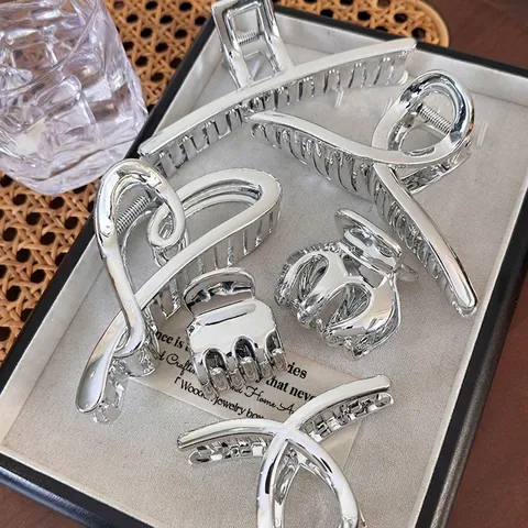 Elegante Haarklem Van Acryl Met Zilveren Metaalfinish Haarklem Voor Dames Haarklem Accessoires