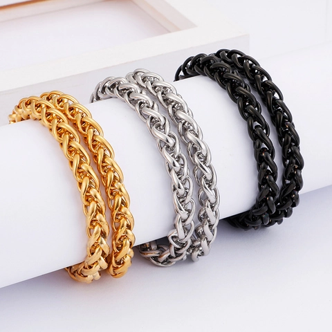 Heren Ketting Roestvrij Staal Dikke Tarwe Schakelketting Hip Hop Stijl