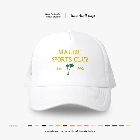 Gorra Trucker Bordada Malibu Sports Club Algodón Malla Transpirable Ajustable Snapback Sombrero Sol Verano Estilo Vintage