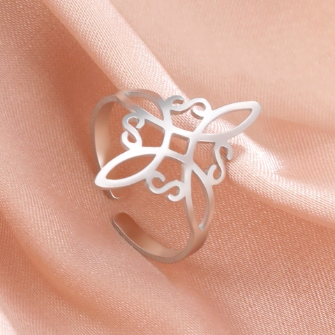 Anillo Nudo Celta De Acero Inoxidable Diseño Mariposa Calada Ajustable Abierto Estilo Bohemio Retro Para Mujeres Hombres