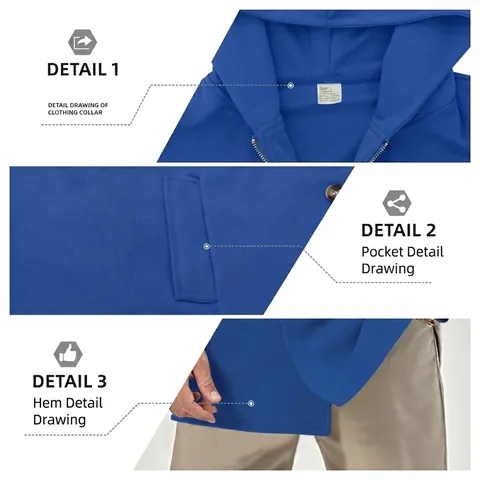 Men Hooded Trench Coat Double Breasted Slim Fit Mid Long Casual Jacket Solid Color Polyester Spandex Blend Outerwear
