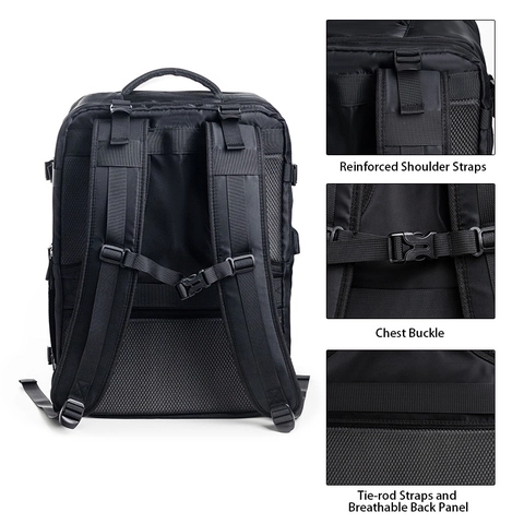 Large Capacity Travel Backpack Waterproof Polyester With USB Charging Port And Shoe Compartment Business Laptop Bag Unisex