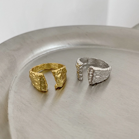 Anello Regolabile In Argento Sterling 925 Con Texture Lava Fusa Gioielli Stile Coreano Minimalista Per Donna