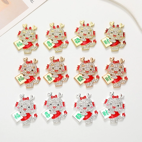 Cartoon Drache Chinesisches Sternzeichen Charm Legierung Strass Emaille DIY Schmuck Zubehör Handy Dekoration Glücksbringer