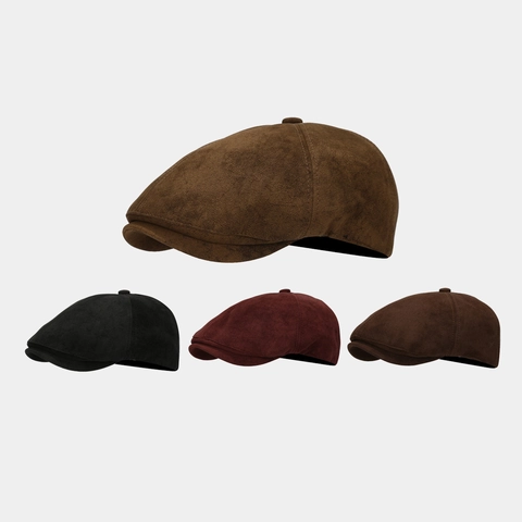 Berretto Newsboy In Camoscio Vintage Colore Solido Regolabile Stile Britannico Retro Cappello Da Pittore Per Uomini Donne