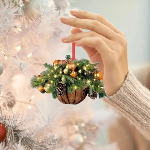 Ornamento Appeso Albero Di Natale Pendente Cesto Piatto Acrilico Decorazione Festiva Creativa Casa