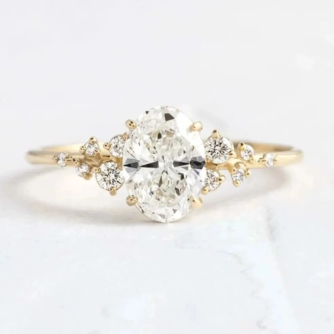 S925 Sterling Silver Oval Zirconia Ring For Women Minimalist Fashion Geometric Starry Sky Wedding Party Finger Jewelry