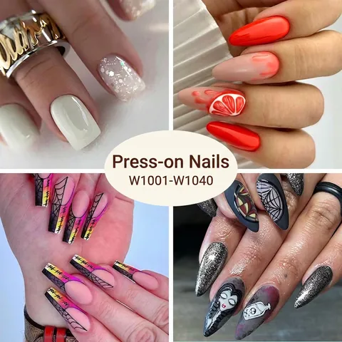 Press On Nails Colorful Glitter French Style Glossy Detachable Chic Fashionable INS Style For Women