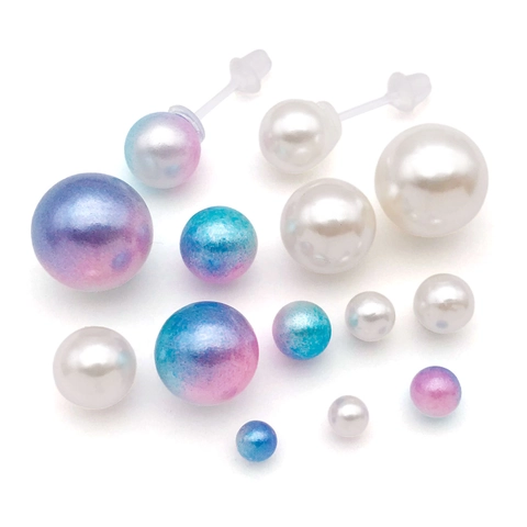 Round Imitation Artificial Pearls ABS Plastic Mermaid Iridescent Beads For DIY Jewelry Making Craft Nail Art Decoration