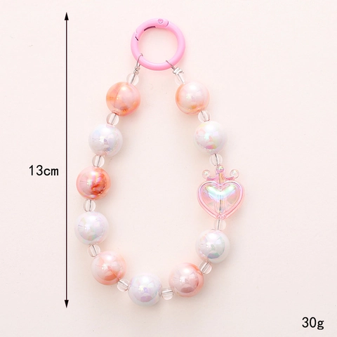 Colgante De Teléfono De Cuentas Corazón Acrílico Cuentas Correa De Mano Decoración De Bolso Regalo Mujer Estilo Dulce