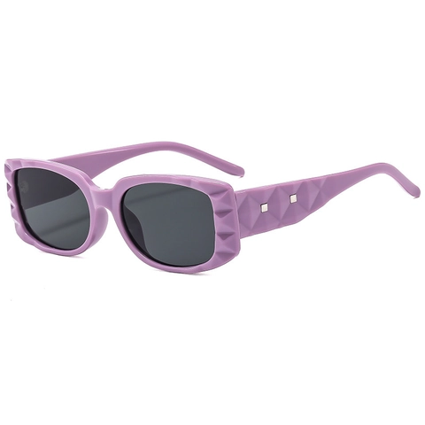 Geometric Textured Square Sunglasses UV400 Protection Retro Rectangular Shades Women Men PC Frame AC Lens