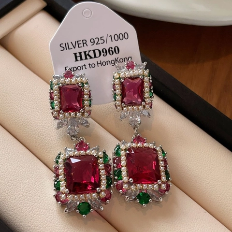 Bohemian Vintage Flower Drop Earrings With 925 Sterling Silver Post Rhinestone Artificial Pearl Plated Jewelry For Women