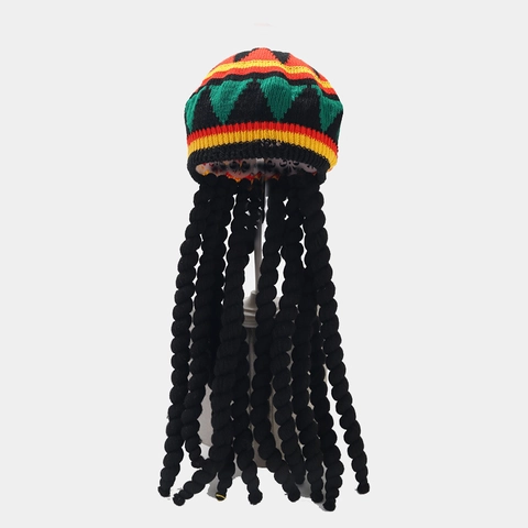 Gorro De Punto Estilo Rasta Jamaicano Acrílico Retro Colorido Patchwork Para Accesorios De Disfraces De Halloween