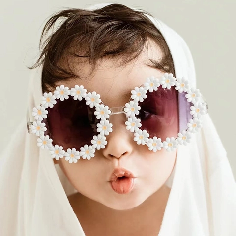 Kinder Zonnebril Madeliefje Bloem Vormig Rond UV Bescherming Schattig Modieus Buiten Tinten Voor Meisjes Baby