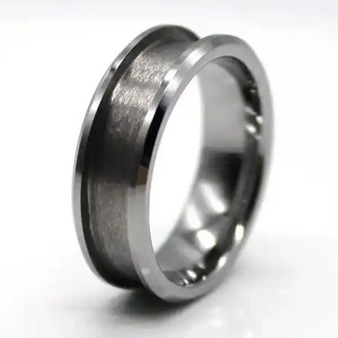 Anneau De Base En Acier Au Tungstène DIY Bijoux Rainuré Brossé Style Industriel Bague Pour Hommes Femmes
