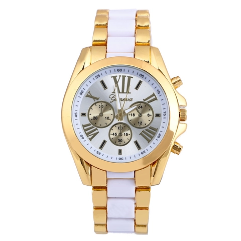 Fashion Men Wristwatch Alloy Case Silicone Metal Link Strap Roman Numerals Decorative Dial Casual Business Style