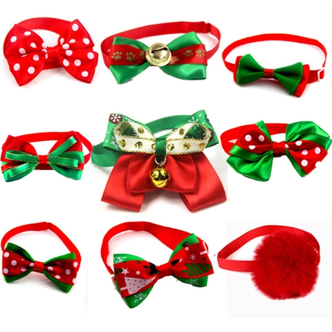 Weihnachts Haustier Fliege Halsband Mit Metallglocke Verstellbare Band Urlaub Krawatte Für Hunde Und Katzen Schneeflocke