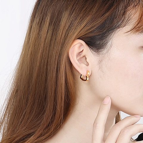 Orecchini A Cerchio A Cuore In Acciaio Inossidabile Geometrici Cavi Gioielli Minimalisti Trendy Unisex