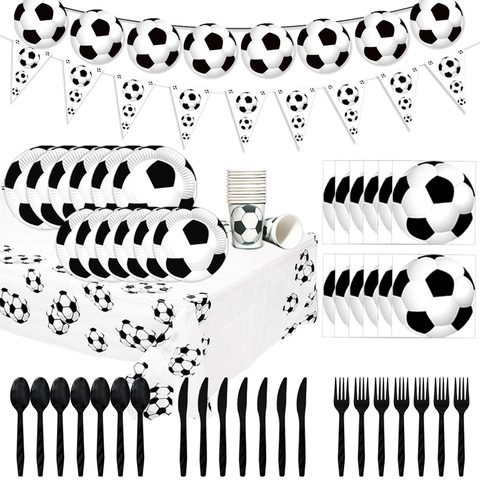 Forniture Per Feste A Tema Calcio Stoviglie Usa E Getta Piatti Bicchieri Tovaglioli Striscioni Palloncini Per Compleanno