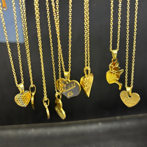Herz Anhänger Halskette Titanstahl Graviert Love You Mom Engel Auge Vintage Literarischer Stil Schmuck Damen Herren