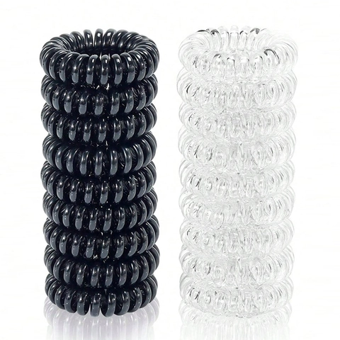 Spiral Telephone Wire Hair Ties Plastic Resin High Elasticity No Damage Hair Bands Morandi Colorful For Women Girls