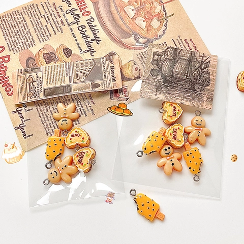 Resin Food Charms Alloy Loop Heart Cake Ice Cream Gingerbread Man DIY Jewelry Making Accessories Bracelets Necklaces