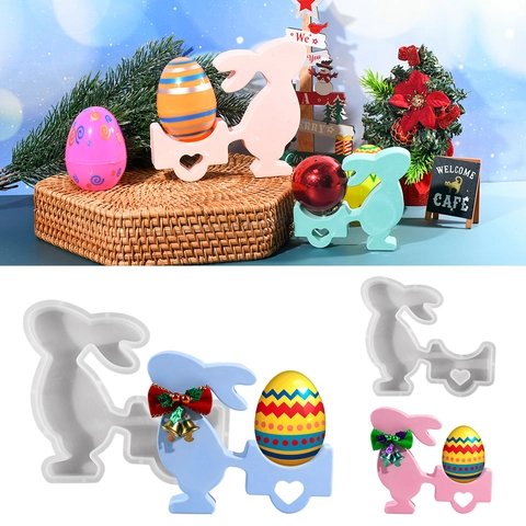 Moule Silicone Lapin Chariot Pâques DIY Résine Époxy Plâtre Bougie Outil Fabrication Ornement Bureau Fait Main Maison Déco