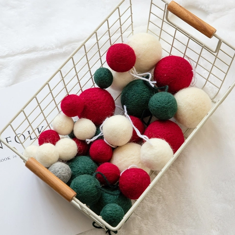 Handmade Wool Felt Balls Colorful Pom Poms Christmas Tree Hanging Ornaments For Wreath Garland DIY Crafts Home Decor
