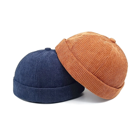 Brimless Docker Hat Corduroy Retro Streetwear Landlord Cap Mit Verstellbarem Lederriemen Vintage Beanie Für Herren Damen
