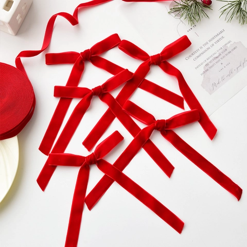 Samt Weihnachts Schleifen Handgemachte Mini Band Anhänger Für Baum Dekoration Geschenk Verpackung Basteln