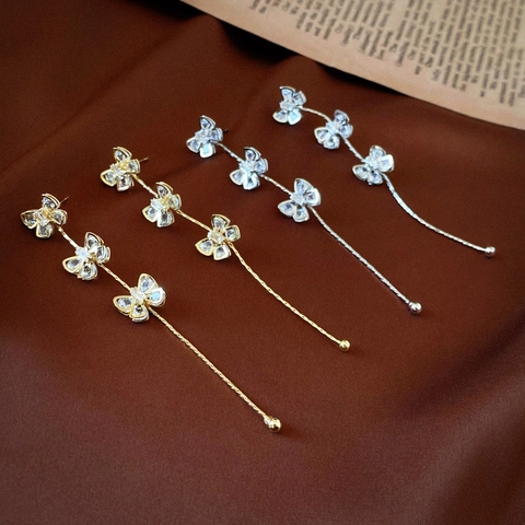 Zirkon Schmetterling Quaste Hängeohrringe Kupfer Elegant Süß Schmuck Für Frauen Mit Silver Earring Post