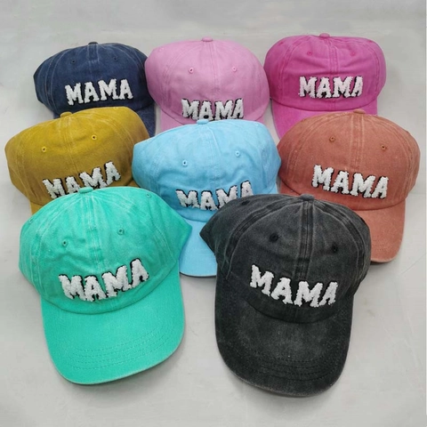Gorra De Béisbol De Algodón Lavado Bordado Mama Mini Vintage Retro Ajustable Gorro De Sol Casual Al Aire Libre