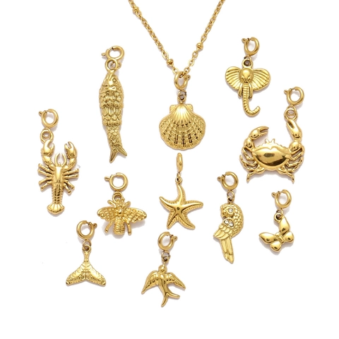 Ciondoli DIY In Acciaio Inossidabile Ciondoli Animali Stella Marina Farfalla Ape Con Chiusura A Molla