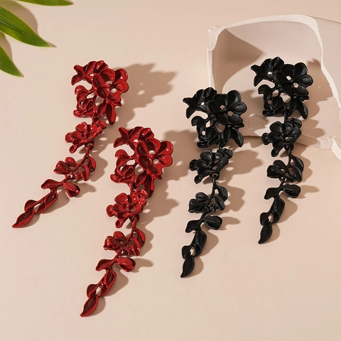 Blumen Blatt Quaste Ohrringe Mit 925 Sterling Silber Ohrstecker Vintage Emaille Kupfer Floraler Schmuck Für Damen