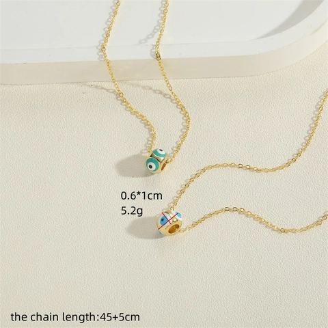 Evil Eye Anhänger Halskette Kupfer 14K Vergoldet Emaille Bunte Perle Amulett Schmuck Für Frauen