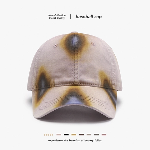 Vintage Washed Cotton Baseball Cap Distressed Tie Dye Spray Painted Sun Protection Outdoor Hat For Men Women Adjustable