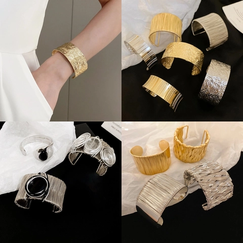 Brazalete Abierto Minimalista Para Mujer Aleación Metal Textura Martillada Anillo De Brazo Retorcido Joyería De Moda