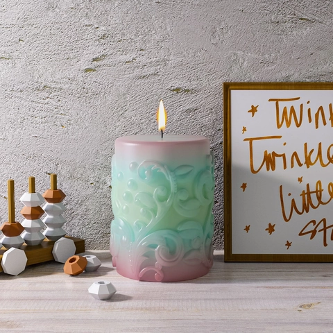 Zylindrische Silikonform Für Kerzen Mit 3D Blumen Und Schnörkelrelief Für DIY Aromatherapie Kerzenherstellung