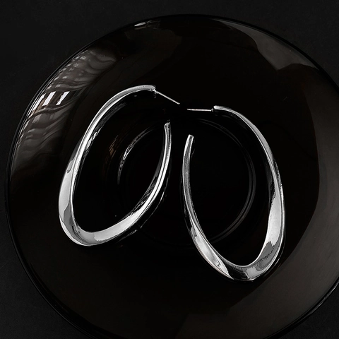 Ovalen Hoop Oorbellen Met 925 Sterling Zilveren Oorsteker Minimalistische Chic Metalen Mode Sieraden Voor Dames