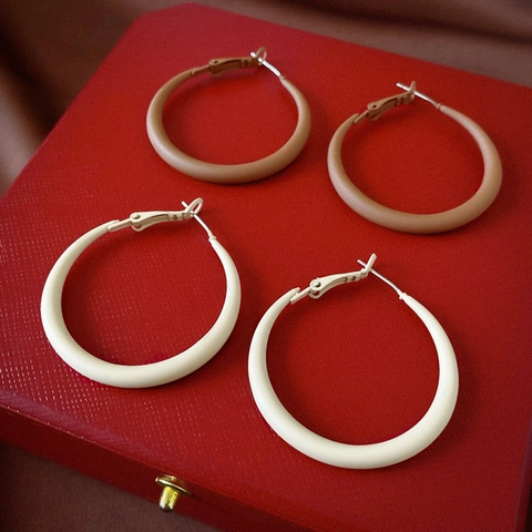Retro Maillard Matte Kupfer Creolen Für Damen Minimalistische Geometrische Kreis Schmuck Mit Silver Earring Post