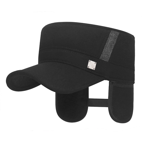 Gorra Cadet Hombre Algodón Forro Polar Gorro Invierno Cálido Con Orejeras Cortavientos Estilo Militar Ajustable