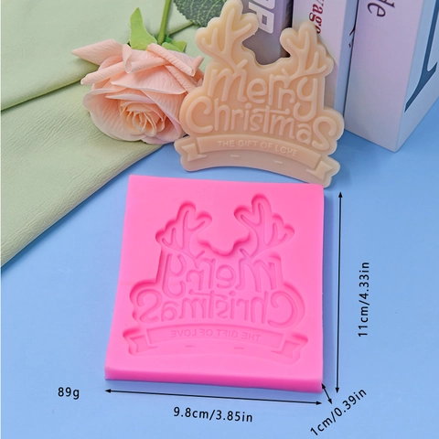 Frohe Weihnachten Hirschgeweih Silikonform DIY Backen Fondant Schokolade Tortendeko Werkzeug Bastelzubehör Rosa