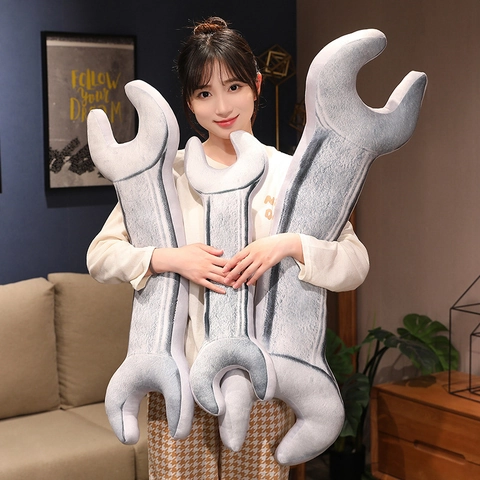 Creative Simulation Wrench Plush Pillow Realistic Industrial Tool Shaped Stuffed Toy Soft Decorative Sofa Cushion Home Decor Props Gift